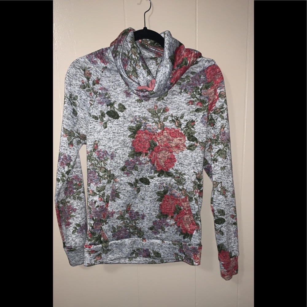 Cowl neck floral sweater